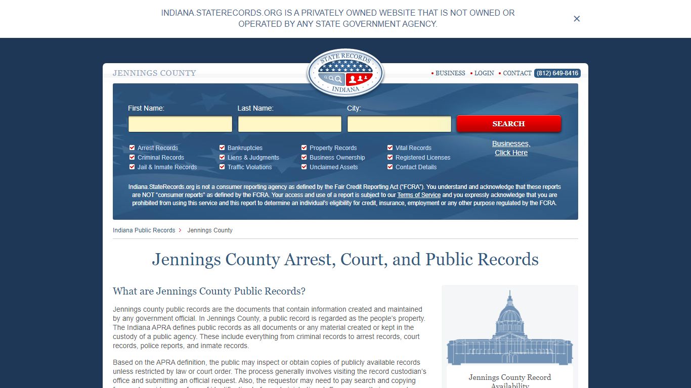 Jennings County Arrest, Court, and Public Records