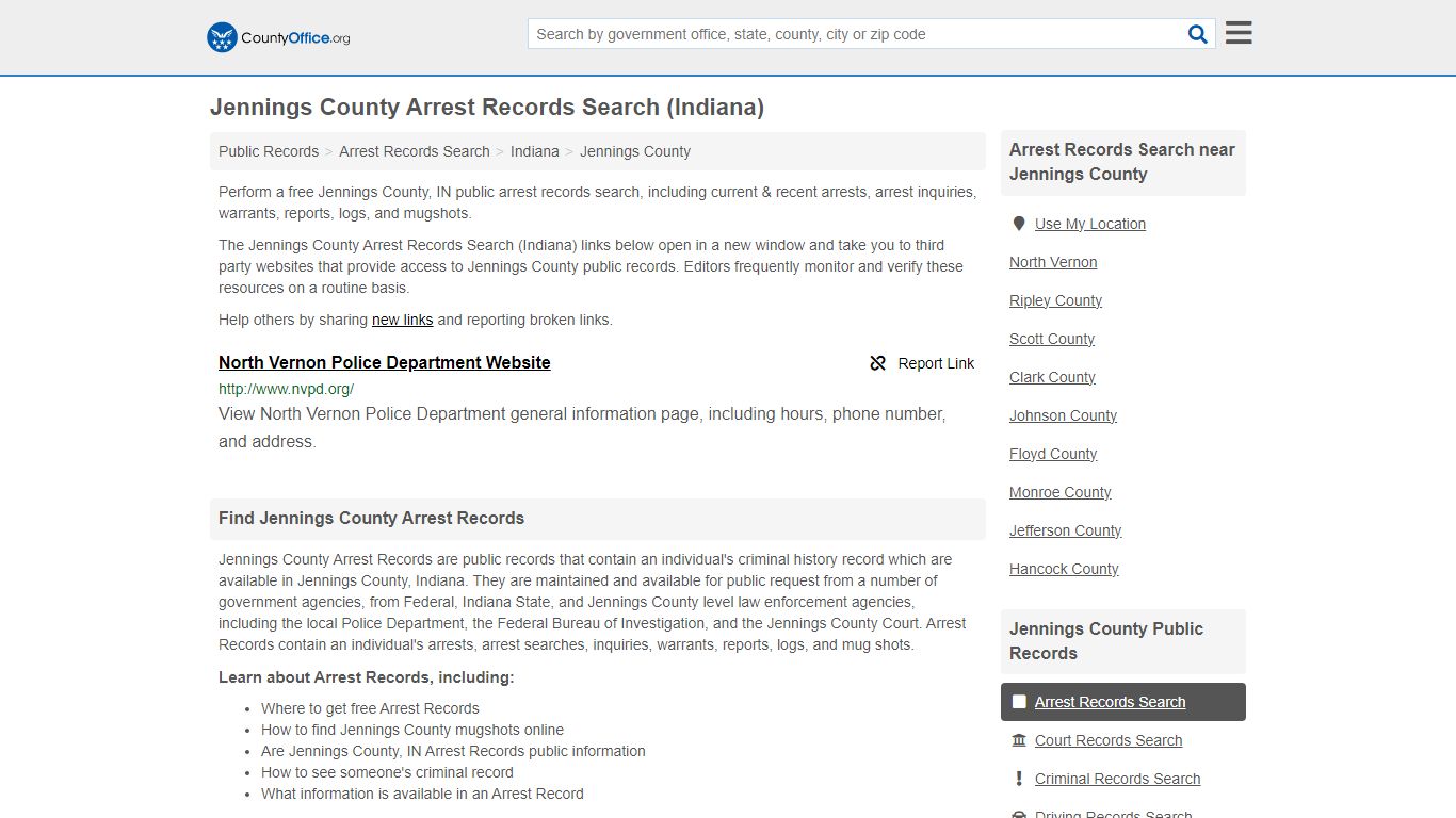 Arrest Records Search - Jennings County, IN (Arrests & Mugshots)