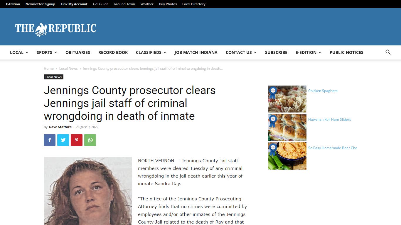 Jennings County prosecutor clears Jennings jail staff of criminal ...