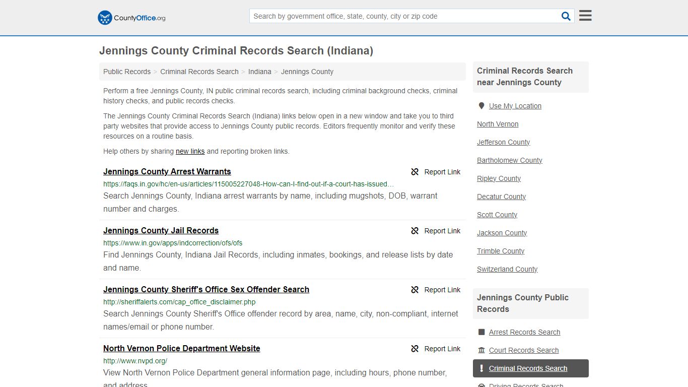 Criminal Records Search - Jennings County, IN (Arrests, Jails & Most ...