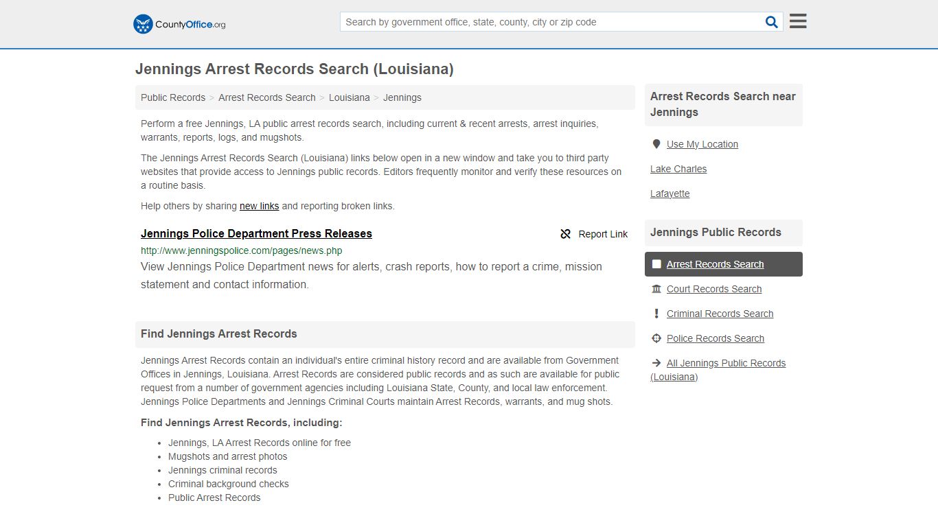 Arrest Records Search - Jennings, LA (Arrests & Mugshots)