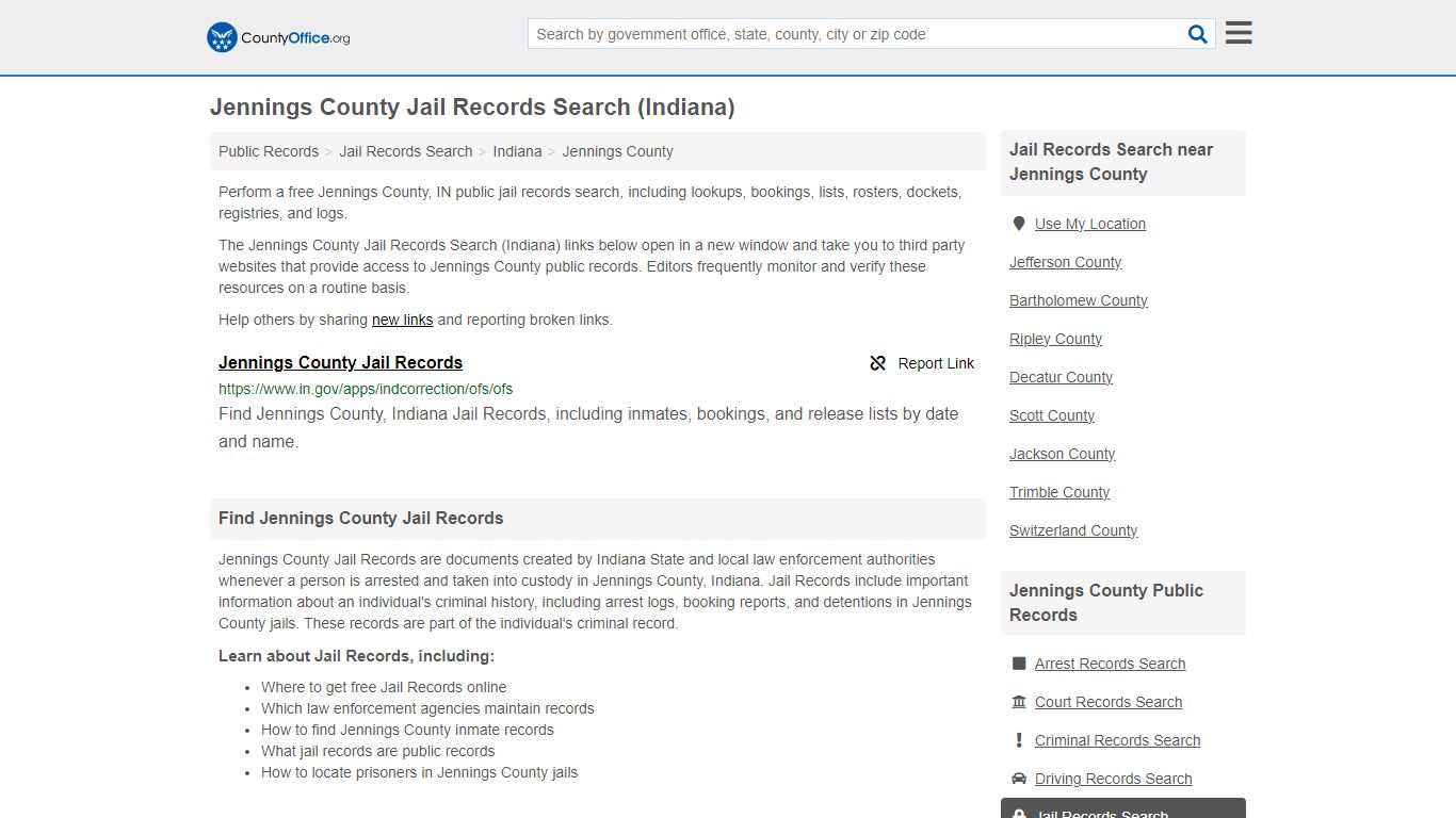 Jail Records Search - Jennings County, IN (Jail Rosters & Records)